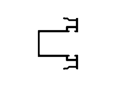 Adaptador para vidrio simple
( Jxx = 1,1 cm4 ) / ( Jyy = 0,9 cm4)